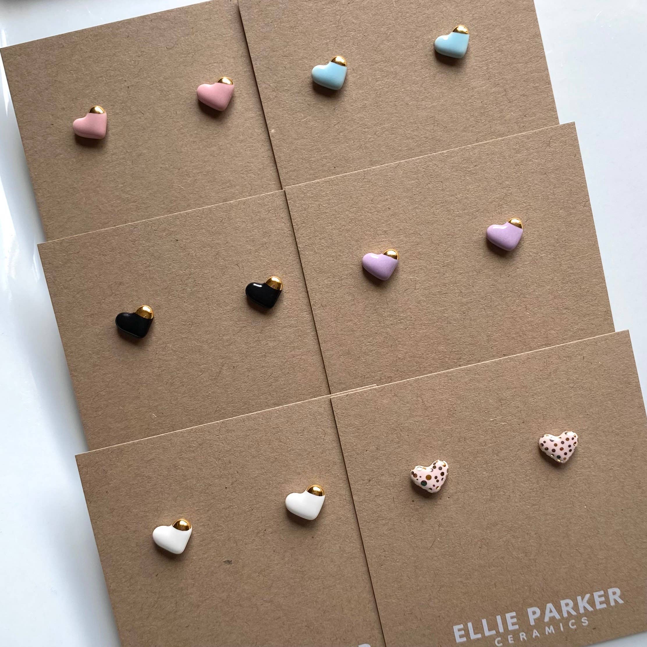 Heart Lilac Ceramic Stud Earrings