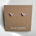 Heart Lilac Ceramic Stud Earrings