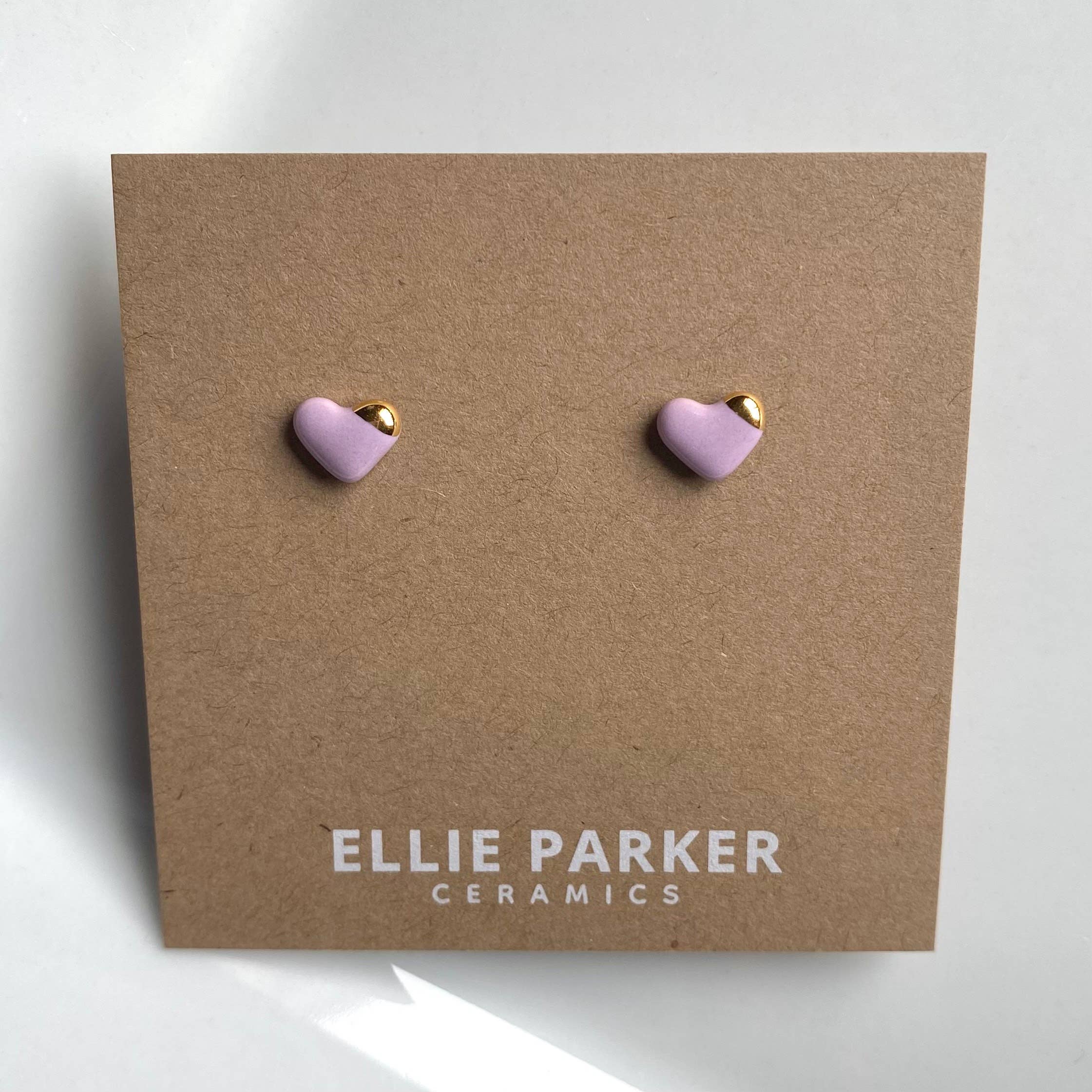 Heart Lilac Ceramic Stud Earrings