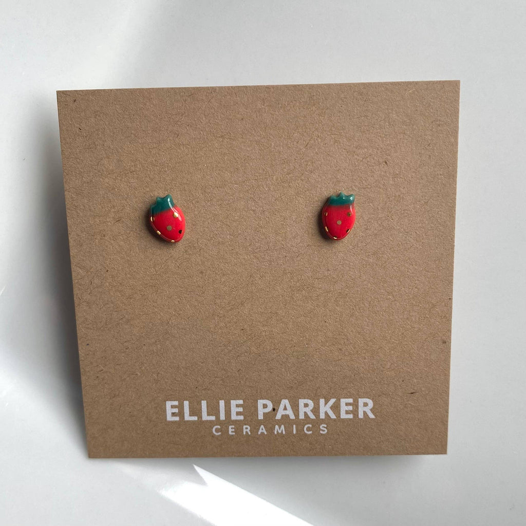 Strawberry Ceramic Clay Stud Earrings