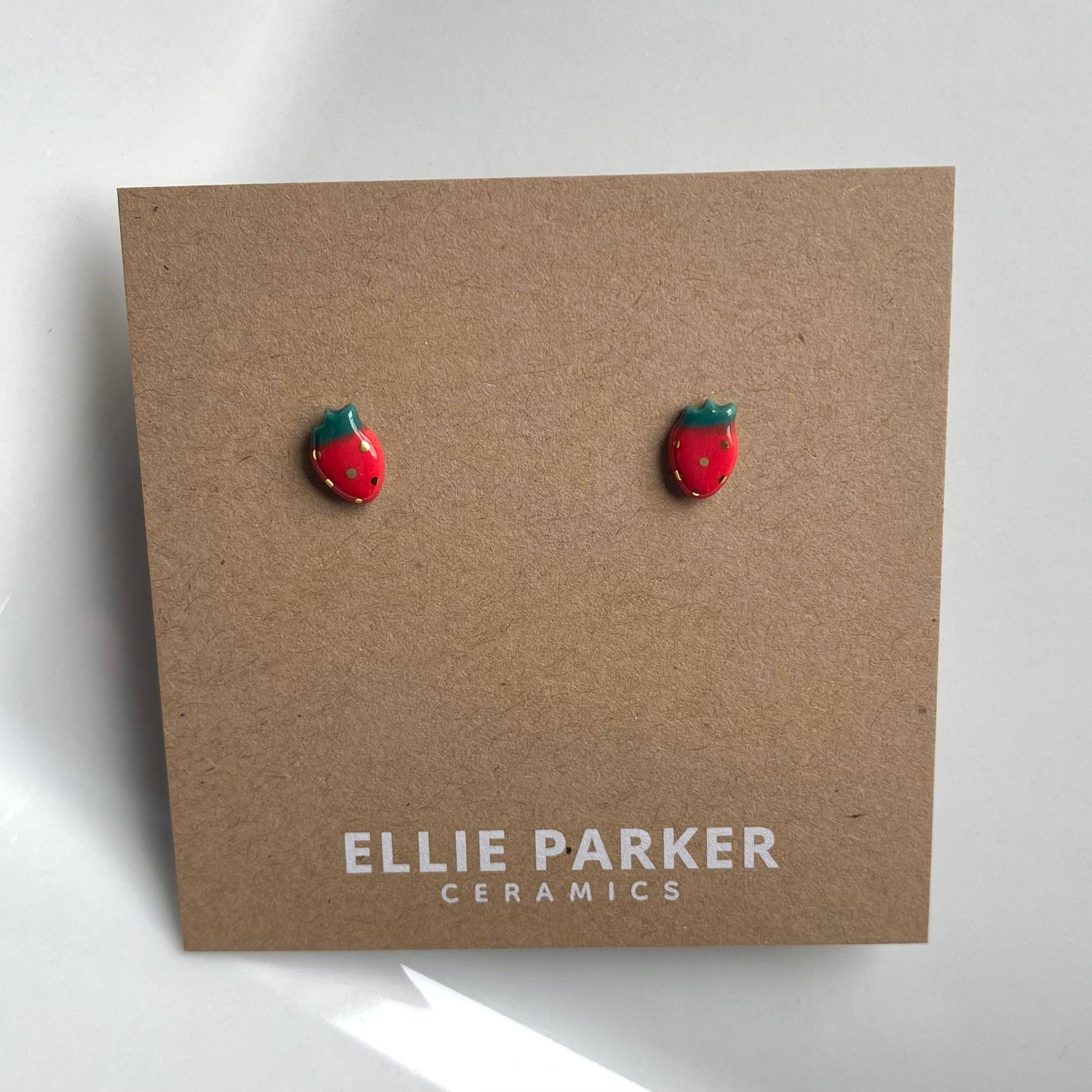 Strawberry Ceramic Clay Stud Earrings
