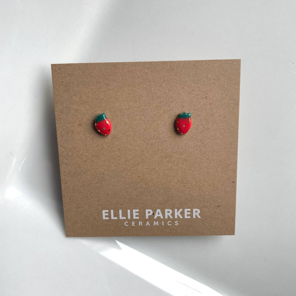 Strawberry Ceramic Clay Stud Earrings