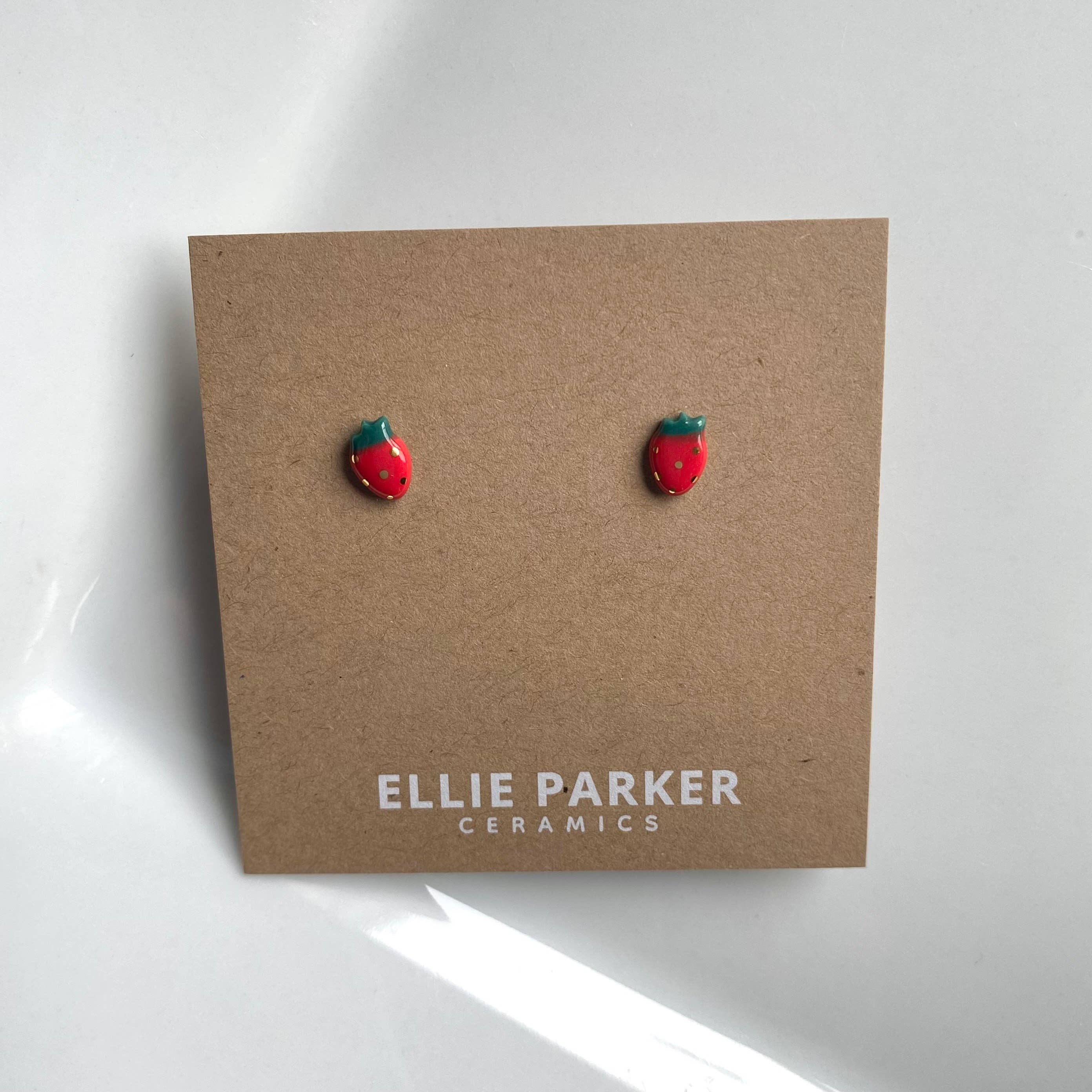 Strawberry Ceramic Clay Stud Earrings
